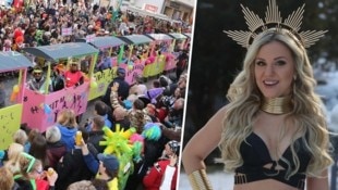 In Villach findet Österreichs größter Faschingsumzug statt (li.). Natalie Holzner verkleidet ...