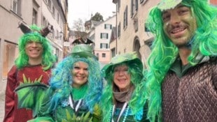 Die Bregenzer Vizebürgermeisterin Sandra Schoch war am Gumpigen Donnerstag als „grüne Drachin“ ...