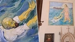 Jesus rettet Petrus, der Lenins Züge trägt – einst ein skandalöses Motiv in Maria Saal.