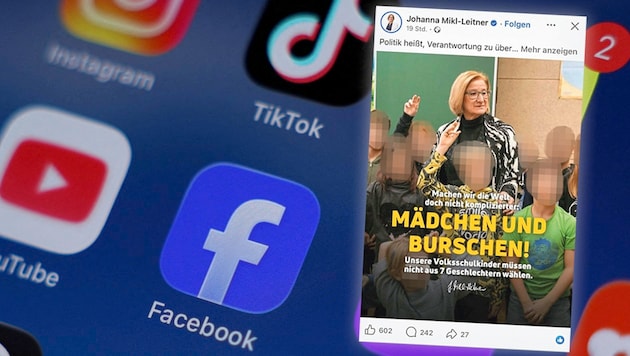 This ÖVP post on Facebook is causing anger. The party had failed to obtain parental consent (the ...
