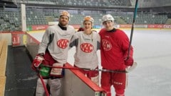 Marco Kasper (re.) beim KAC-Training mit Daniel Obersteiner (li.) und Finn van Ee.