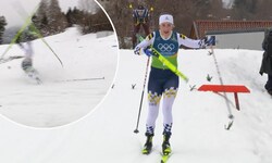 Ebba Andersson überschlug sich im Staffel-Rennen wild, der rechte Ski haute ab.