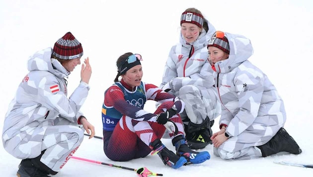 Heidi Bucher, Austria‘s Lisa Achleitner, Austria‘s Katharina Brudermann und Teresa Stadlober ...
