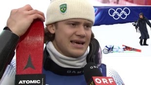 Lucas Braathen wusste gar nicht, wohin mit seinen Emotionen. Im TV-Interview konnte er seine ...