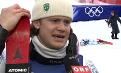 Lucas Braathen wusste gar nicht, wohin mit seinen Emotionen. Im TV-Interview konnte er seine ...