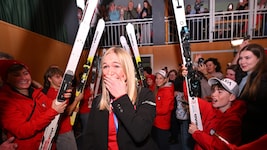 Emotionen pur bei Ariane Rädler beim Empfang in ihrer Heimatgemeinde.
