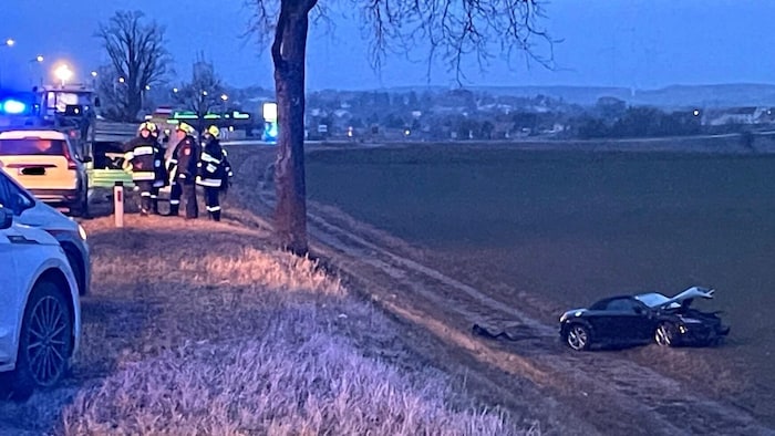 The collision was so violent that one car was catapulted down the embankment.