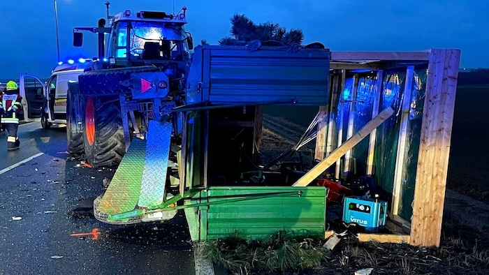 Two cars collided with the carnival float in Lower Austria, causing it to overturn.