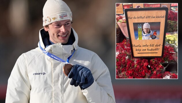 Ein Supermarkt verspottete den Biathleten Sturla Holm Laegreid nach dessen Fremdgeh-Beichte.