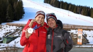 Die Olympia-Silberne Sabine Payer mit Ehemann und Snowboard-Kollege Alex.