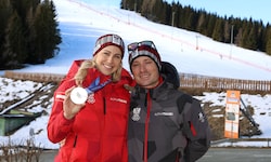 Die Olympia-Silberne Sabine Payer mit Ehemann und Snowboard-Kollege Alex.