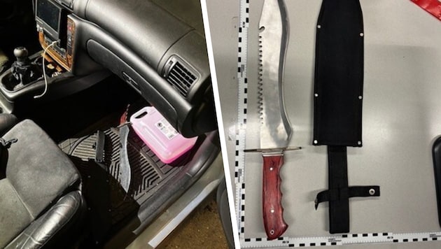 Die Tatwaffe konnten die Beamten im Fahrzeug auffinden und sicherstellen.