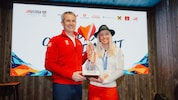 ÖOC-Boss Horst Nussbaumer gratulierte Conny Hütter zu Bronze im Super-G.