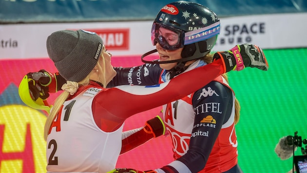 Die Kärntnerin Katharina Truppe gratulierte Mikaela Shiffrin im Vorjahr oft zum Sieg.