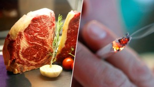 Gerade „rotes“ Fleisch sollte weniger gegessen werden. Der Verzicht auf das Rauchen fällt ...