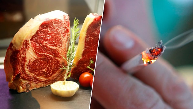 Gerade „rotes“ Fleisch sollte weniger gegessen werden. Der Verzicht auf das Rauchen fällt ...