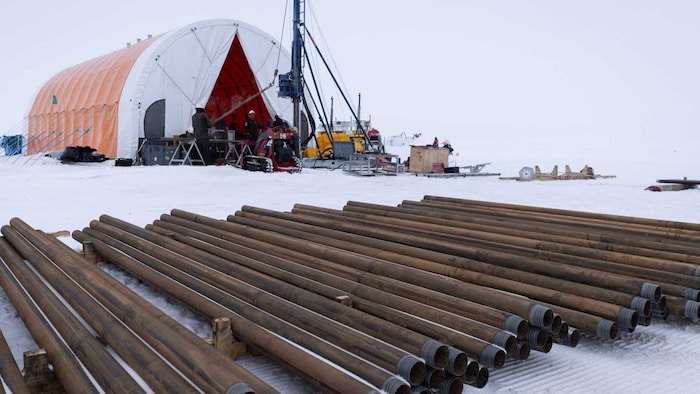 Die Forscher bohrten unter dem 523 Meter dicken Eis 228 Meter tief in den Grund der ...