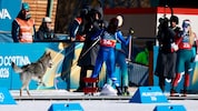 Ein Hund wollte scheinbar Olympia-Luft schnuppern und verfolgte die Athletinnen bis ins Ziel.