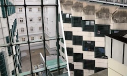 Der Blick (Bild links) aus einer Gefängniszelle in der Justizanstalt Josefstadt. Das rechte Bild ...