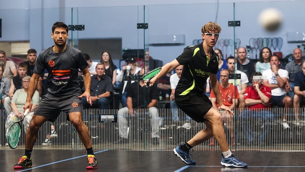 Salzburgs Ausnahme-Squasher Rehman (li.) und Toptalent Lutz.