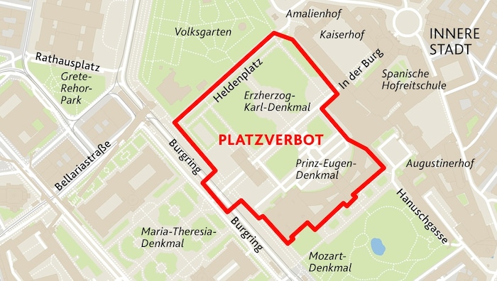 Das Platzverbot am Heldenplatz gilt ab 17 Uhr.
