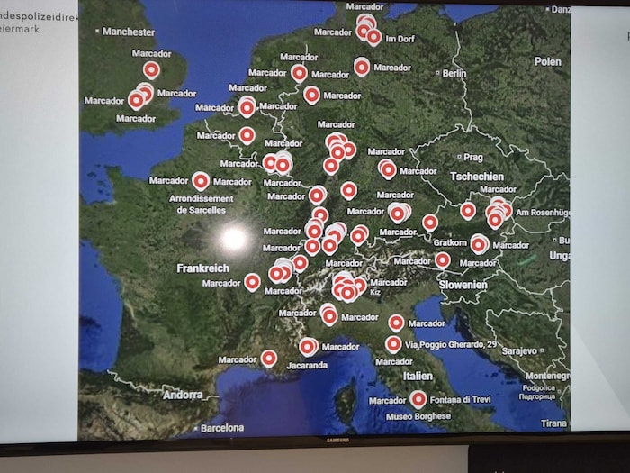 Auf dieser Karte markierten die Täter ihre Einbruchs-Ziele.