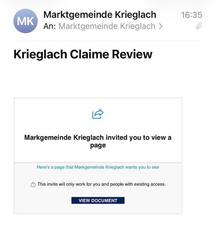Dieses Mail ging an die Bürger.