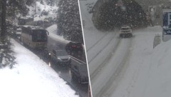 Am Fernpass und am Arlbergpass herrschte am Samstag Schneetreiben.