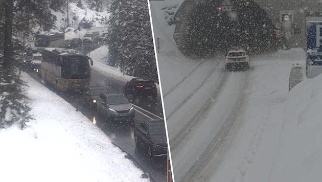 Am Fernpass und am Arlbergpass herrschte am Samstag Schneetreiben.
