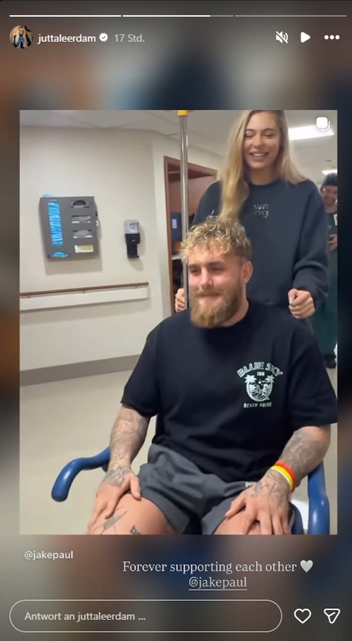 Jutta Leerdam begleitete Jake Paul ins Krankenhaus.