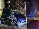 Das Auto wurde komplett demoliert. Polizei, Rettung und Feuerwehr rückten an.
