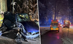 Das Auto wurde komplett demoliert. Polizei, Rettung und Feuerwehr rückten an.