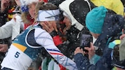 Große Emotionen nach Ende eines spannenden Biathlon-Wettbewerbs! 