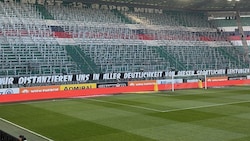 Ein Banner als Retourkutsche an die Klub-Führung! 