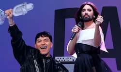 Die ESC-Gewinner JJ (links) und Conchita Wurst (rechts) haben einen gemeinsamen Podcast ins ...