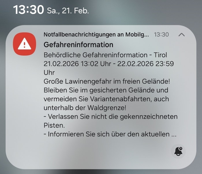 AT-Alert vom Samstag.