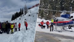 In See im Paznaun ging eine Lawine auf einen Skiweg ab (links). Die Libelle Tirol (rechts) flog ...