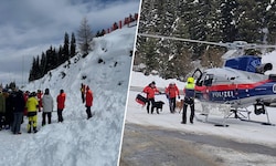 In See im Paznaun ging eine Lawine auf einen Skiweg ab (links). Die Libelle Tirol (rechts) flog ...