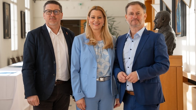 Ein burgenländisches SPÖ-Trio übt Kritik am Bund: Landesrätin Daniela Winkler, Klubchef Roland ...