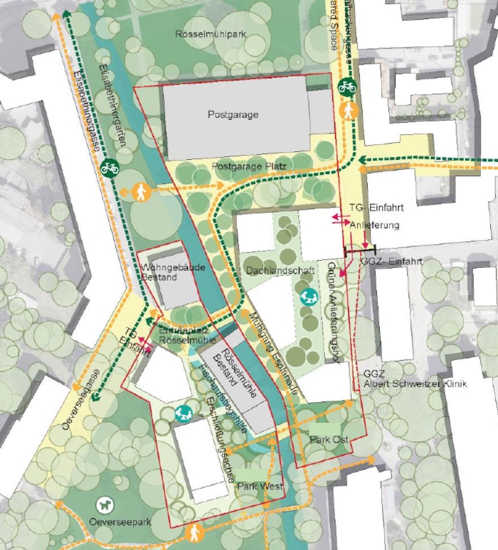 So sieht der Rahmenplan für das Rösselmühle/Postgarage-Areal aus