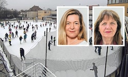 Wer hat was für die Zukunft des Eislaufplatzes zu tun? Diese Frage entzweit Katrin Pürer (li.) ...