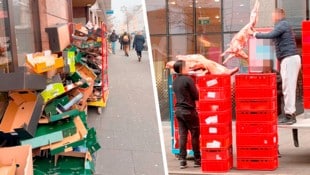 Ein tägliches Bild: Berge von Kartons und Verpackungsmaterialien vorm Eingang. Ohne erkennbare ...