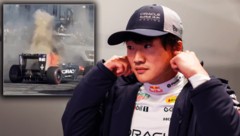 Yuki Tsunodas Auto fing beim Driften plötzlich Feuer.