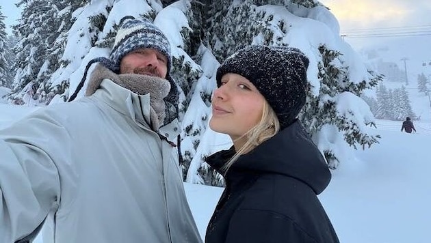 Sir David Beckham war mit Tochter Harper (l. im Bild) in den französischen Alpen Skifahren und ...