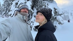 Sir David Beckham war mit Tochter Harper (l. im Bild) in den französischen Alpen Skifahren und ...