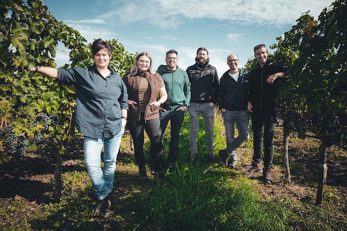 vlnr: Klein, Smoley, Reeh, Schwarz, Zantho & Scheiblhofer laden zum Tag der offenen Kellertür.