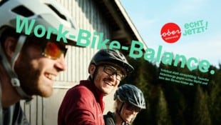 Eines der sieben neuen Sujets vermarktet Oberösterreich als Radbundesland.