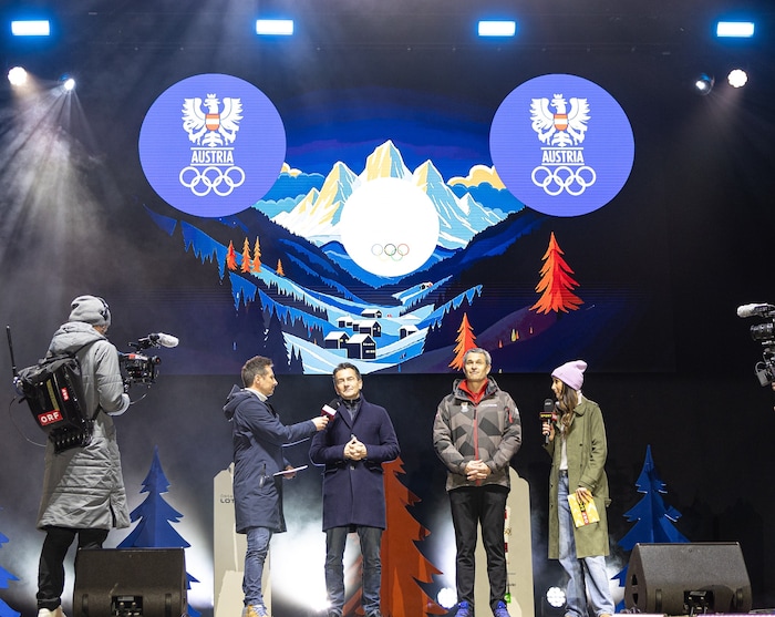 ORF-Generaldirektor Roland Weißmann, ÖOC Präsident Host Nussbaumer am Montag, 23. März 2026 im ...