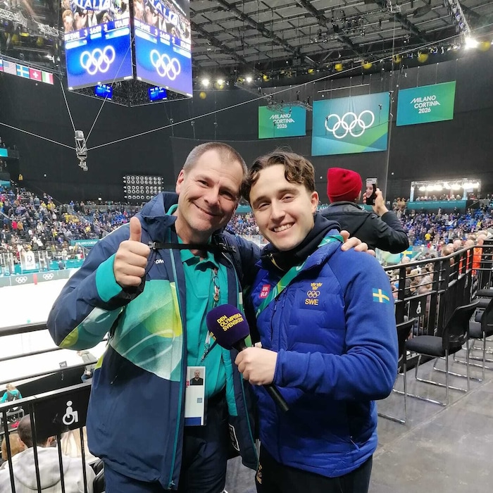 Hubert Supersberger mit schwedischen Medien.