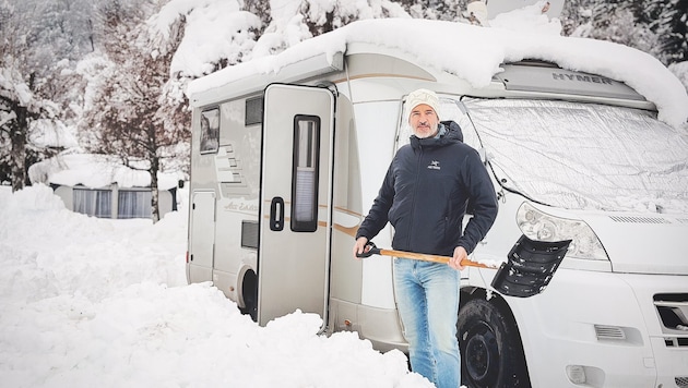 Nach einer winterlichen Nacht im Camper samt Schneefall musste ich frühmorgens diesen natürlich ...